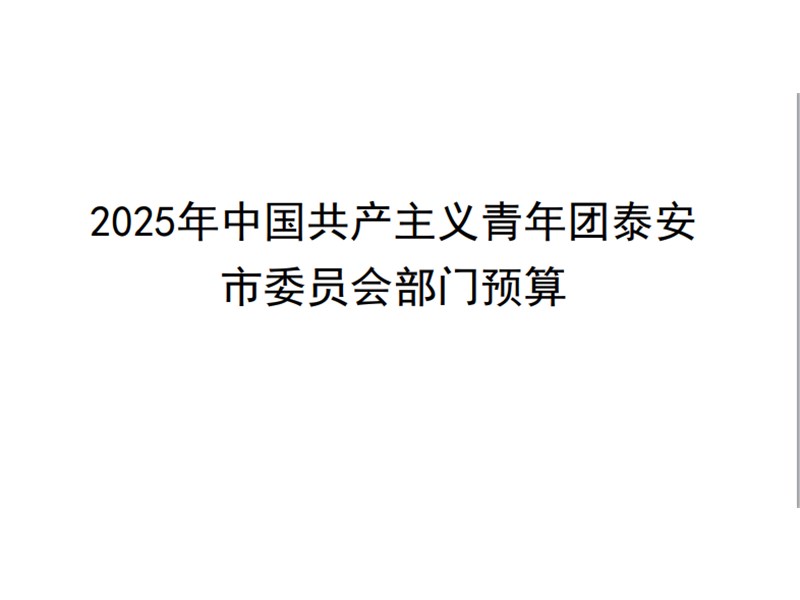 中国共产主义青年团泰安市委员会本级2025年部门预算公开
